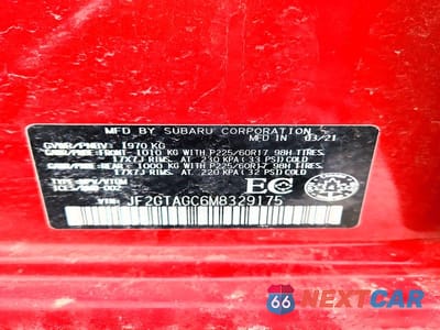 Zdjęcie 12 z 12 samochodu: 2021 SUBARU CROSSTREK PREMIUM VIN:JF2GTAGC6M8329175 - miniatura