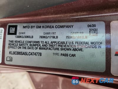 Zdjęcie 13 z 14 samochodu: 2020 CHEVROLET SPARK LS VIN:KL8CB6SA5LC474778 - miniatura