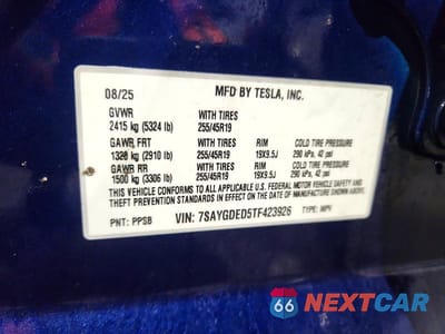 Zdjęcie 12 z 12 samochodu: 2026 TESLA MODEL Y VIN:7SAYGDED5TF423926 - miniatura