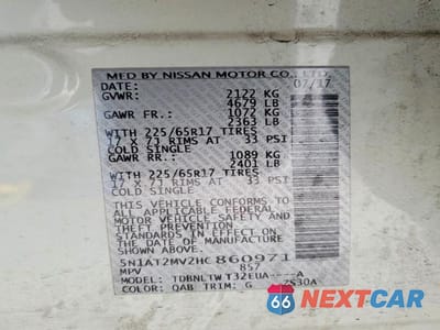 Zdjęcie 13 z 13 samochodu: 2017 NISSAN ROGUE SV VIN:5N1AT2MV2HC860971 - miniatura