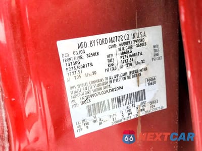 Zdjęcie 13 z 13 samochodu: 2003 FORD F150 SUPERCREW VIN:1FTRW07L03KD02094 - miniatura