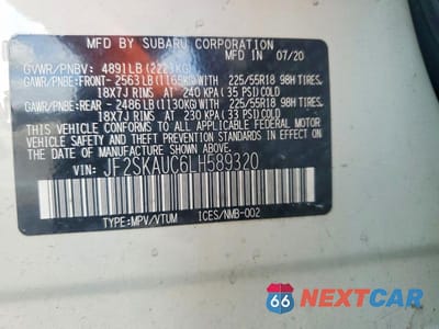 Zdjęcie 13 z 13 samochodu: 2020 SUBARU FORESTER LIMITED VIN:JF2SKAUC6LH589320 - miniatura