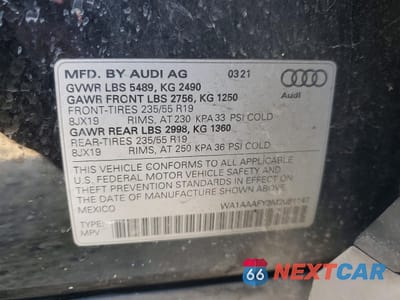 Zdjęcie 12 z 13 samochodu: 2021 AUDI Q5 PREMIUM VIN:WA1AAAFY3M2081147 - miniatura