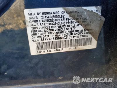Zdjęcie 12 z 13 samochodu: 2011 HONDA RIDGELINE RT VIN:5FPYK1F25BB003161 - miniatura