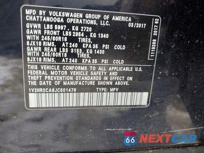 Zdjęcie 13 z 13 samochodu: 2018 VOLKSWAGEN ATLAS VIN:1V2HR2CA6JC501479 - miniatura