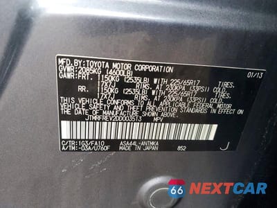 Zdjęcie 13 z 13 samochodu: 2013 TOYOTA RAV4 XLE VIN:JTMRFREV2DD003513 - miniatura