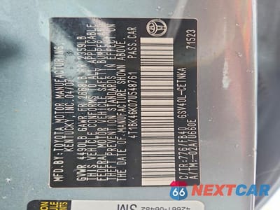 Zdjęcie 12 z 12 samochodu: 2007 TOYOTA CAMRY LE VIN:4T1BK46K07U548761 - miniatura