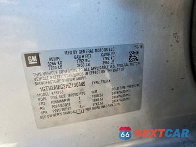 Zdjęcie 12 z 12 samochodu: 2017 GMC SIERRA K1500 SLE VIN:1GTV2MEC2HZ130489 - miniatura