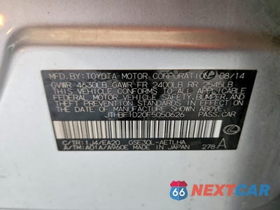 Zdjęcie 12 z 12 samochodu: 2015 LEXUS IS 250 BASE VIN:JTHBF1D20F5050626 - miniatura