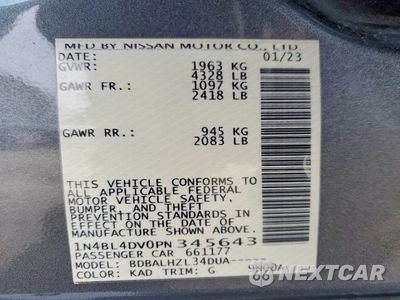 Zdjęcie 12 z 13 samochodu: 2023 NISSAN ALTIMA SV VIN:1N4BL4DV0PN345643 - miniatura