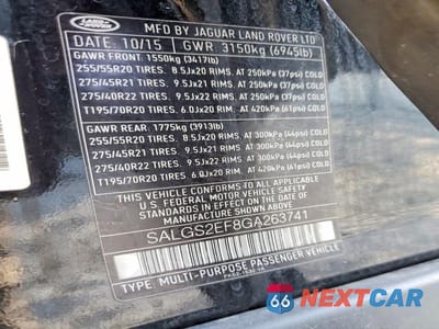Zdjęcie 13 z 13 samochodu: 2016 LAND ROVER RANGE ROVER SUPERCHARGED VIN:SALGS2EF8GA263741 - miniatura