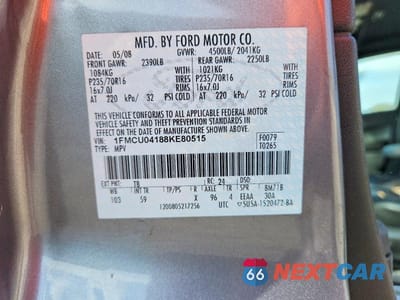 Zdjęcie 13 z 13 samochodu: 2008 FORD ESCAPE LIMITED VIN:1FMCU04188KE80515 - miniatura