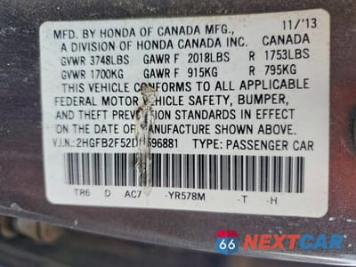 Zdjęcie 12 z 12 samochodu: 2013 HONDA CIVIC LX VIN:2HGFB2F52DH596881 - miniatura