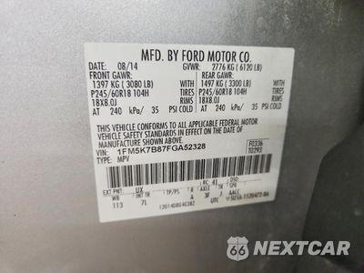 Zdjęcie 13 z 14 samochodu: 2015 FORD EXPLORER VIN:1FM5K7B87FGA52328 - miniatura