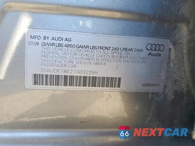 Zdjęcie 12 z 12 samochodu: 2007 AUDI A4 2.0T QUATTRO VIN:WAUDF78E27A032295 - miniatura