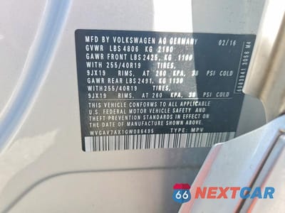 Zdjęcie 13 z 13 samochodu: 2016 VOLKSWAGEN TIGUAN S VIN:WVGAV7AX1GW086495 - miniatura