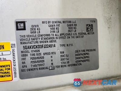 Zdjęcie 13 z 13 samochodu: 2015 BUICK ENCLAVE VIN:5GAKVCKD3FJ224914 - miniatura