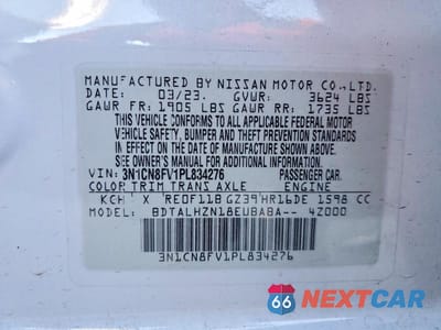 Zdjęcie 12 z 12 samochodu: 2023 NISSAN VERSA SR VIN:3N1CN8FV1PL834276 - miniatura