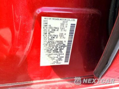 Zdjęcie 13 z 13 samochodu: 2007 NISSAN PATHFINDER LE VIN:5N1AR18U07C647834 - miniatura