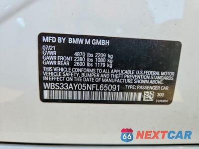 Zdjęcie 12 z 12 samochodu: 2022 BMW M3 COMPETITION VIN:WBS33AY05NFL65091 - miniatura
