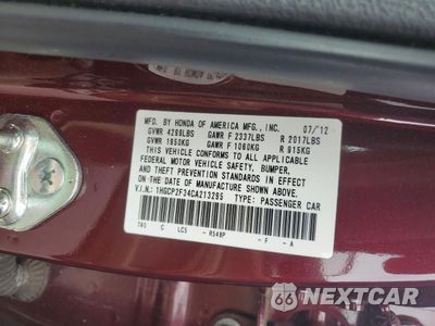 Zdjęcie 12 z 13 samochodu: 2012 HONDA ACCORD LX VIN:1HGCP2F34CA213295 - miniatura
