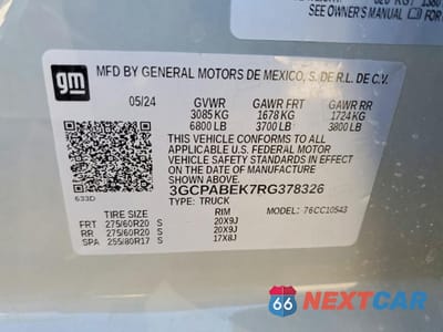 Zdjęcie 12 z 12 samochodu: 2024 CHEVROLET SILVERADO C1500 CUSTOM VIN:3GCPABEK7RG378326 - miniatura