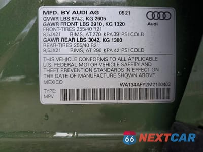 Zdjęcie 12 z 13 samochodu: 2021 AUDI SQ5 SPORTBACK PRESTIGE VIN:WA134AFY2M2100402 - miniatura