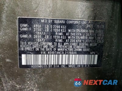 Zdjęcie 12 z 12 samochodu: 2020 SUBARU OUTBACK LIMITED VIN:4S4BTANC3L3126649 - miniatura