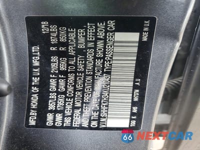 Zdjęcie 13 z 13 samochodu: 2019 HONDA CIVIC LX VIN:SHHFK7H34KU210437 - miniatura