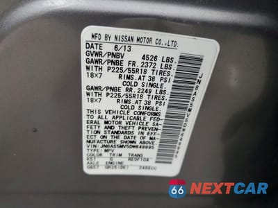Zdjęcie 13 z 13 samochodu: 2013 NISSAN ROGUE S VIN:JN8AS5MV5DW649995 - miniatura
