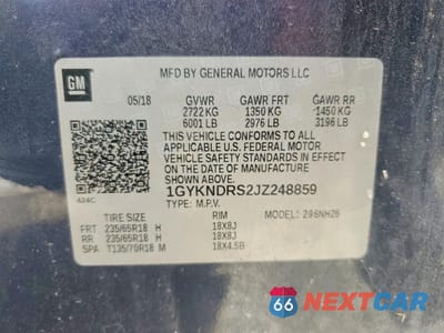 Zdjęcie 13 z 13 samochodu: 2018 CADILLAC XT5 LUXURY VIN:1GYKNDRS2JZ248859 - miniatura