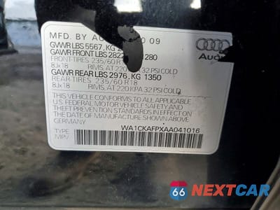 Zdjęcie 13 z 13 samochodu: 2010 AUDI Q5 PREMIUM VIN:WA1CKAFPXAA041016 - miniatura