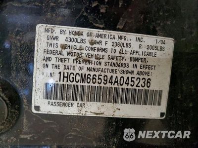 Zdjęcie 12 z 12 samochodu: 2004 HONDA ACCORD EX VIN:1HGCM66594A045236 - miniatura
