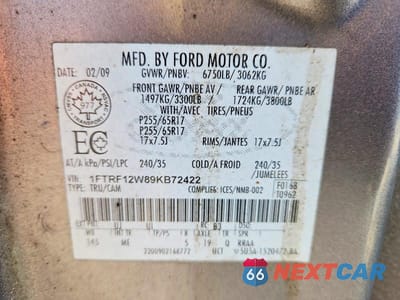 Zdjęcie 13 z 13 samochodu: 2009 FORD F150 VIN:1FTRF12W89KB72422 - miniatura