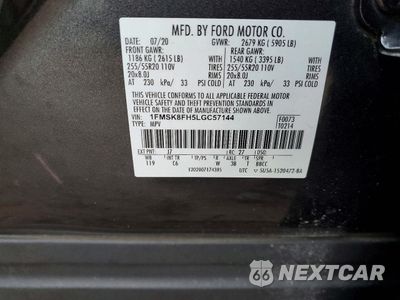 Zdjęcie 14 z 14 samochodu: 2020 FORD EXPLORER LIMITED VIN:1FMSK8FH5LGC57144 - miniatura