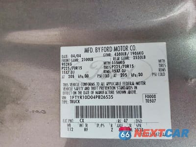 Zdjęcie 13 z 13 samochodu: 2004 FORD RANGER VIN:1FTYR10D04PB26535 - miniatura