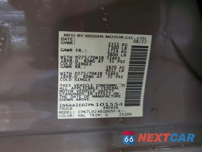Zdjęcie 12 z 12 samochodu: 2023 NISSAN TITAN PRO-4X VIN:1N6AA1ED2PN101554 - miniatura