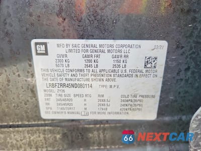 Zdjęcie 14 z 14 samochodu: 2022 BUICK ENVISION AVENIR VIN:LRBFZRR45ND080114 - miniatura