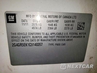 Zdjęcie 13 z 13 samochodu: 2012 BUICK REGAL VIN:2G4GR5EK1C9140267 - miniatura