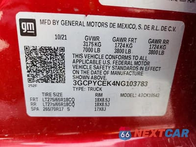 Zdjęcie 12 z 12 samochodu: 2022 CHEVROLET SILVERADO LTD K1500 TRAIL BOSS CUSTOM VIN:3GCPYCEK4NG103783 - miniatura