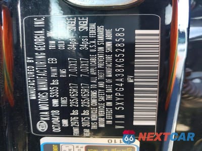 Zdjęcie 13 z 13 samochodu: 2019 KIA SORENTO L VIN:5XYPG4A38KG528585 - miniatura