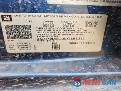 Zdjęcie 12 z 12 samochodu: 2020 GMC SIERRA C1500 SLT VIN:3GTP8DED2LG181211 - miniatura