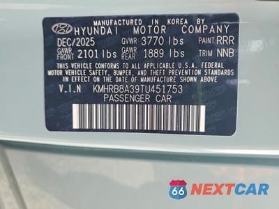 Zdjęcie 13 z 13 samochodu: 2026 HYUNDAI VENUE SE VIN:KMHRB8A39TU451753 - miniatura