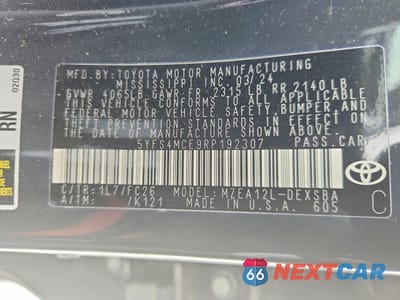 Zdjęcie 12 z 13 samochodu: 2024 TOYOTA COROLLA SE VIN:5YFS4MCE9RP192307 - miniatura