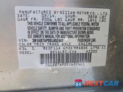 Zdjęcie 12 z 12 samochodu: 2014 NISSAN SENTRA S VIN:3N1AB7AP0EL652441 - miniatura