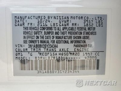 Zdjęcie 12 z 13 samochodu: 2025 NISSAN SENTRA S VIN:3N1AB8BV3SY234344 - miniatura
