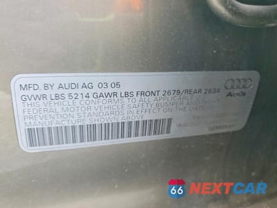 Zdjęcie 12 z 12 samochodu: 2005 AUDI A6 3.2 QUATTRO VIN:WAUDG74F95N111206 - miniatura