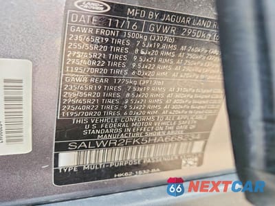Zdjęcie 13 z 13 samochodu: 2017 LAND ROVER RANGE ROVER SPORT HSE VIN:SALWR2FK5HA668234 - miniatura