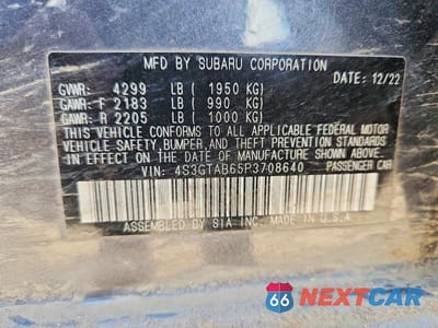 Zdjęcie 12 z 12 samochodu: 2023 SUBARU IMPREZA VIN:4S3GTAB65P3708640 - miniatura
