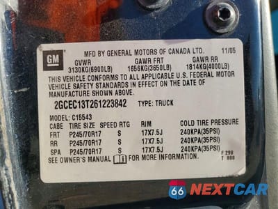 Zdjęcie 12 z 12 samochodu: 2006 CHEVROLET SILVERADO C1500 VIN:2GCEC13T261223842 - miniatura